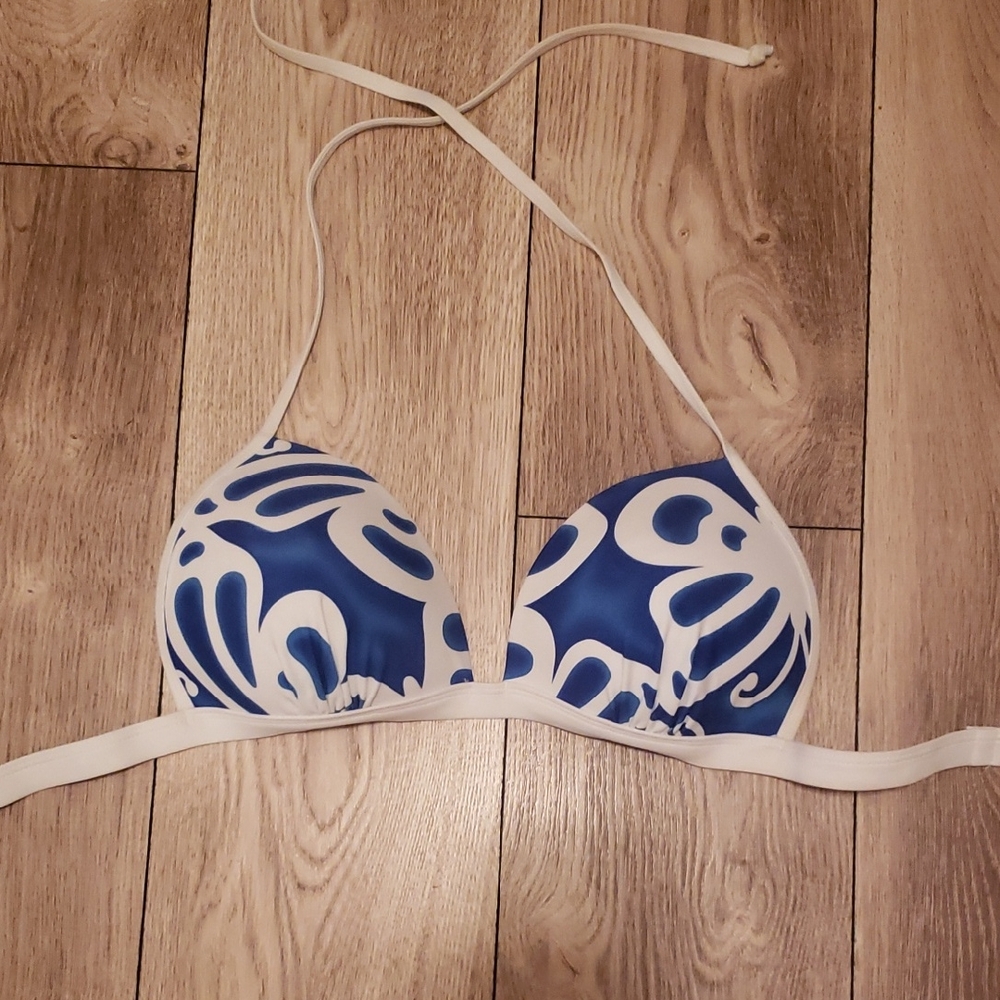 VENUS Blue and White Bikini Top